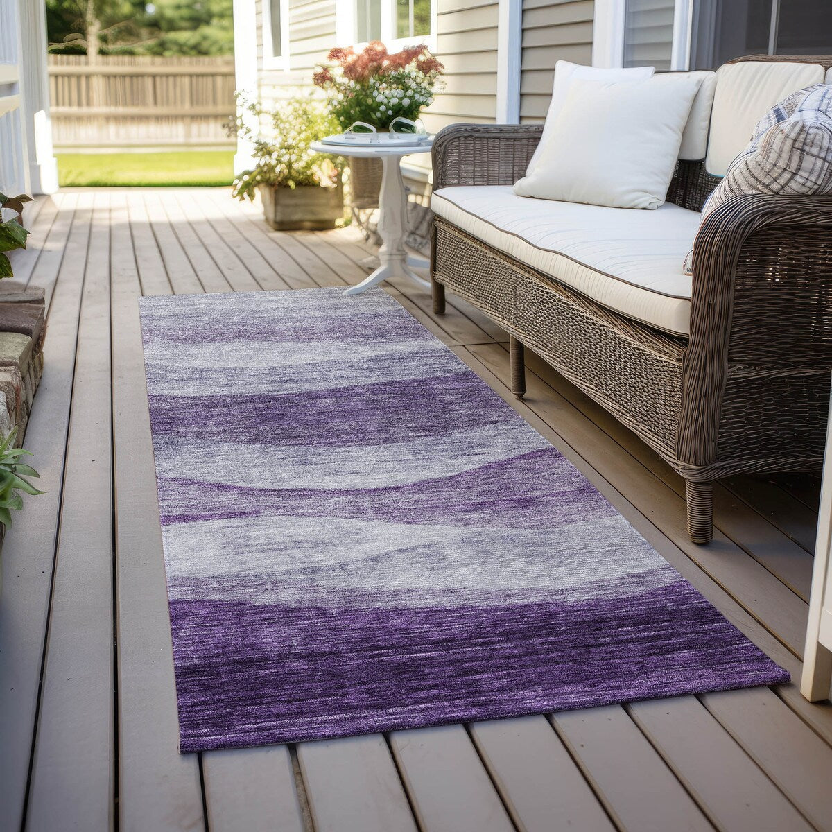 Tapis Chantille contemporain à vagues lavable en machine pour intérieur/extérieur