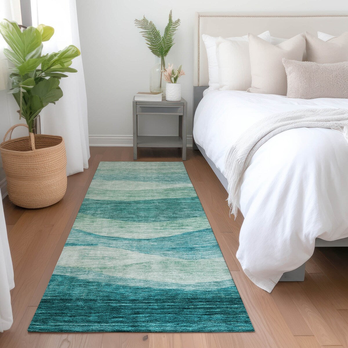 Tapis Chantille contemporain à vagues lavable en machine pour intérieur/extérieur