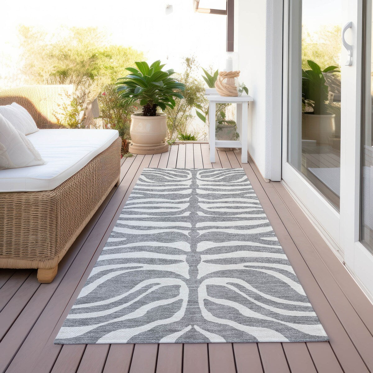Tapis Chantille moderne à imprimé animal, lavable en machine, pour intérieur et extérieur