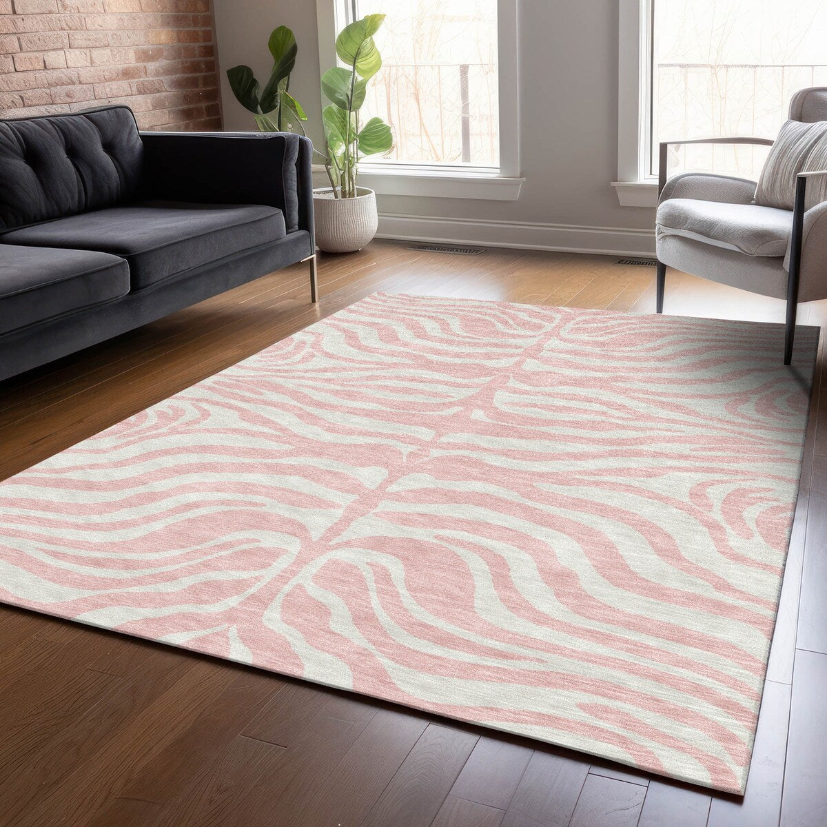 Tapis Chantille moderne à imprimé animal, lavable en machine, pour intérieur et extérieur