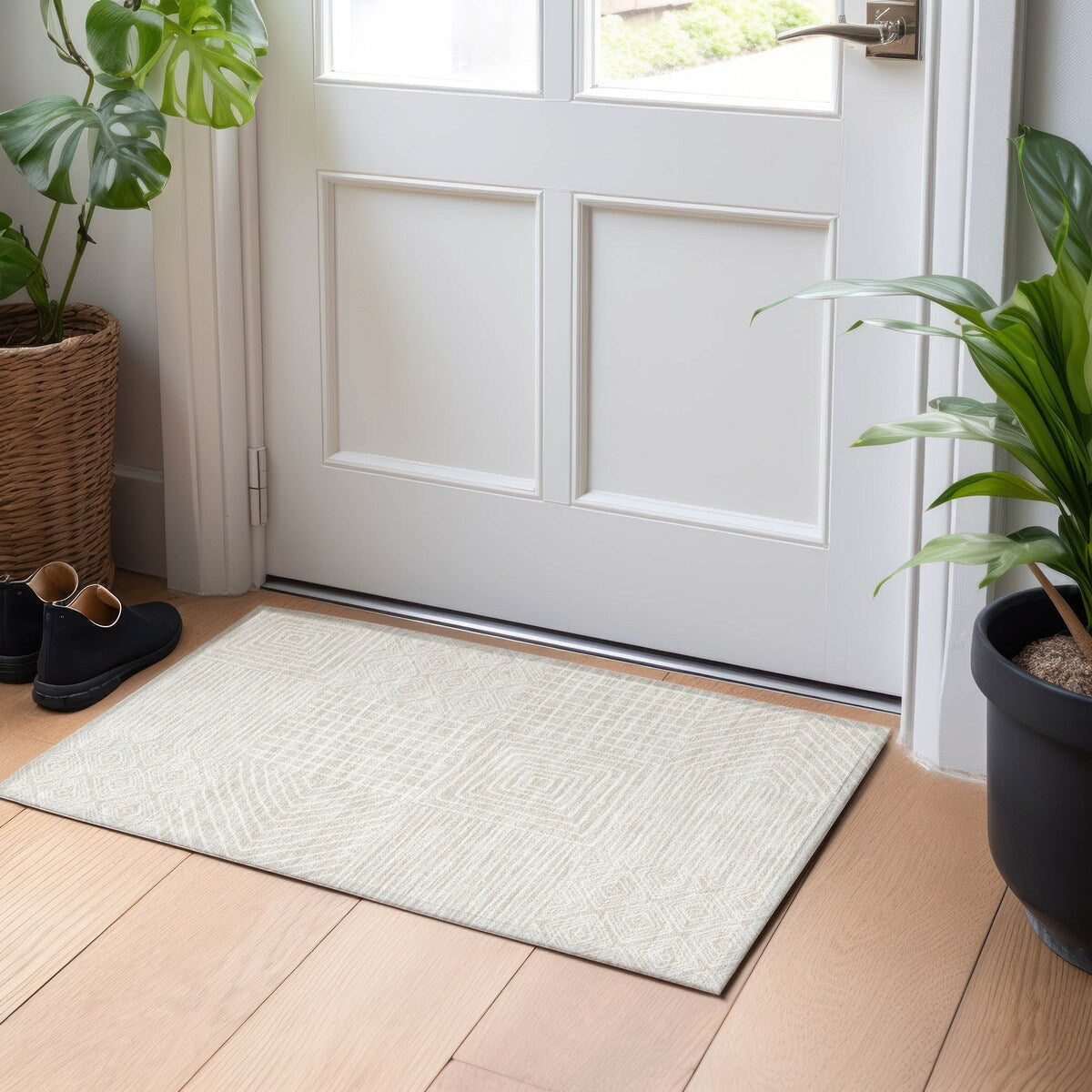 Tapis Chantille moderne en mosaïque lavable en machine pour intérieur/extérieur