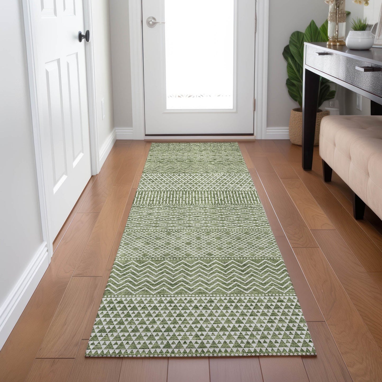 Tapis Chantille moderne à rayures lavable en machine pour intérieur/extérieur