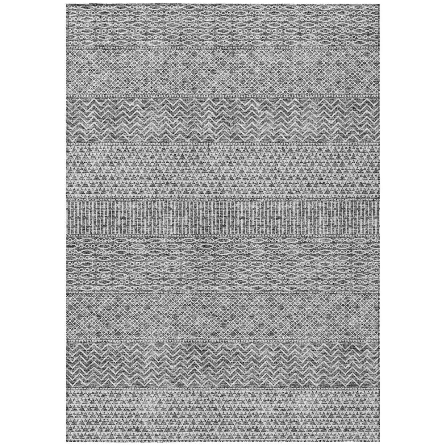Tapis Chantille moderne à rayures lavable en machine pour intérieur/extérieur