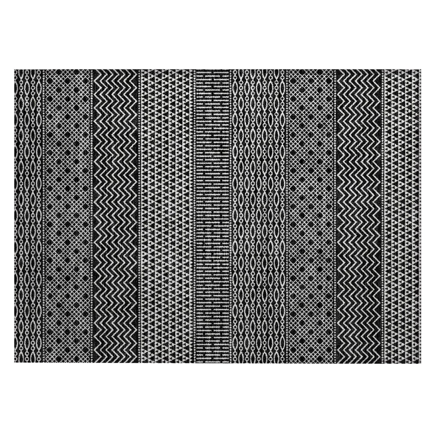Tapis Chantille moderne à rayures lavable en machine pour intérieur/extérieur