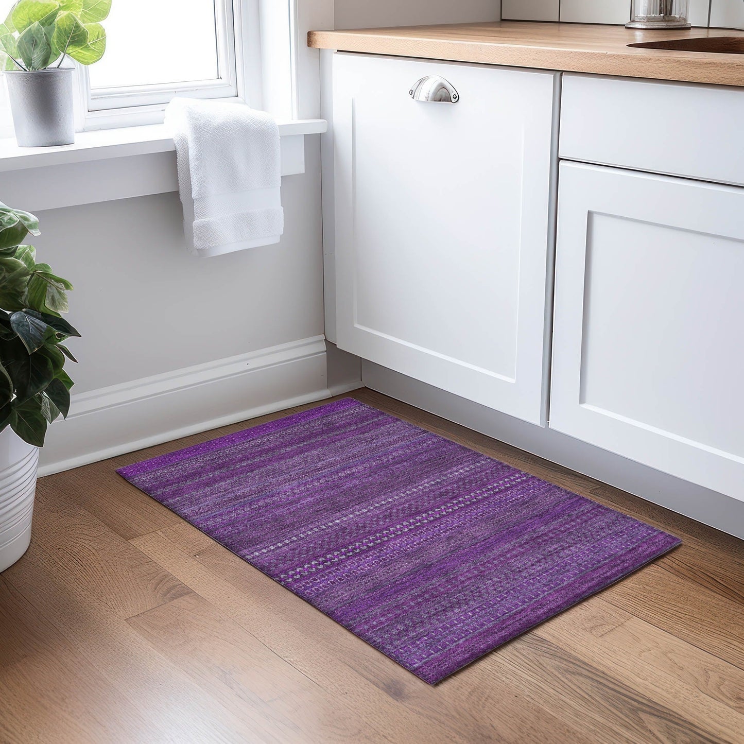 Tapis Chantille à rayures marocaines lavable en machine pour intérieur/extérieur