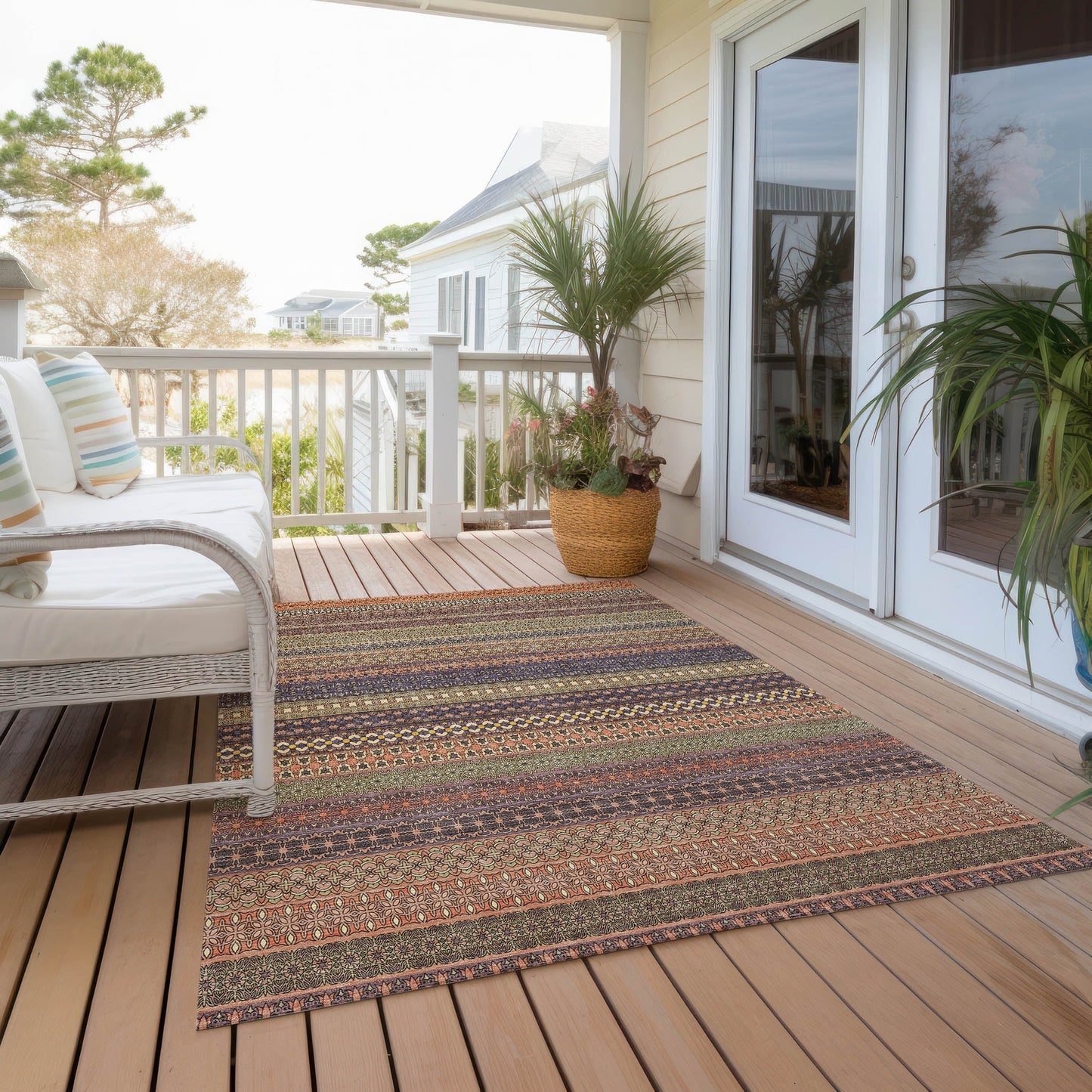 Tapis Chantille à rayures marocaines lavable en machine pour intérieur/extérieur