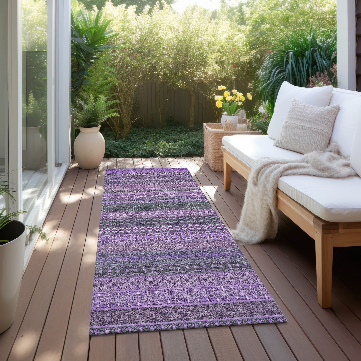 Tapis Chantille à rayures marocaines lavable en machine pour intérieur/extérieur