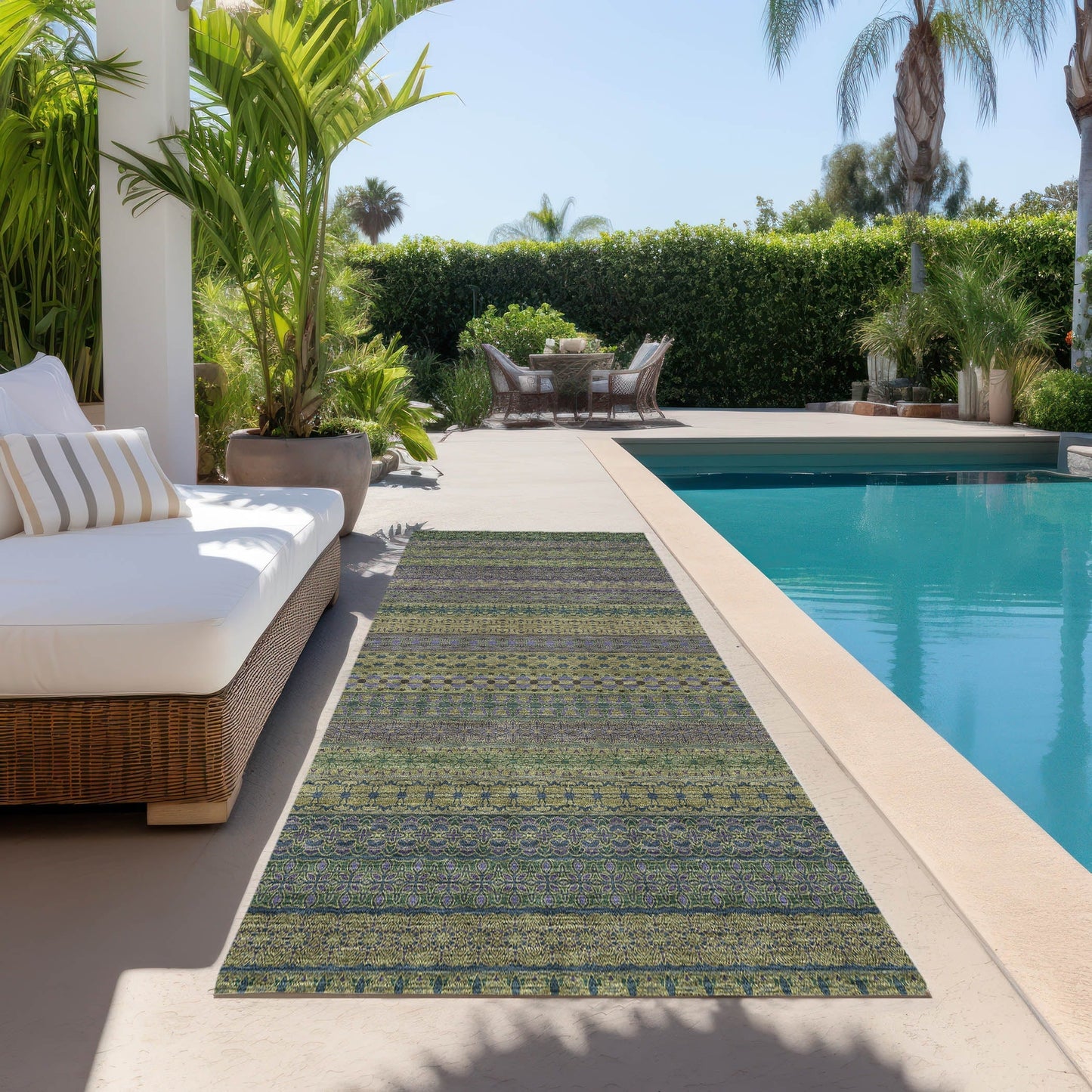 Tapis Chantille à rayures marocaines lavable en machine pour intérieur/extérieur