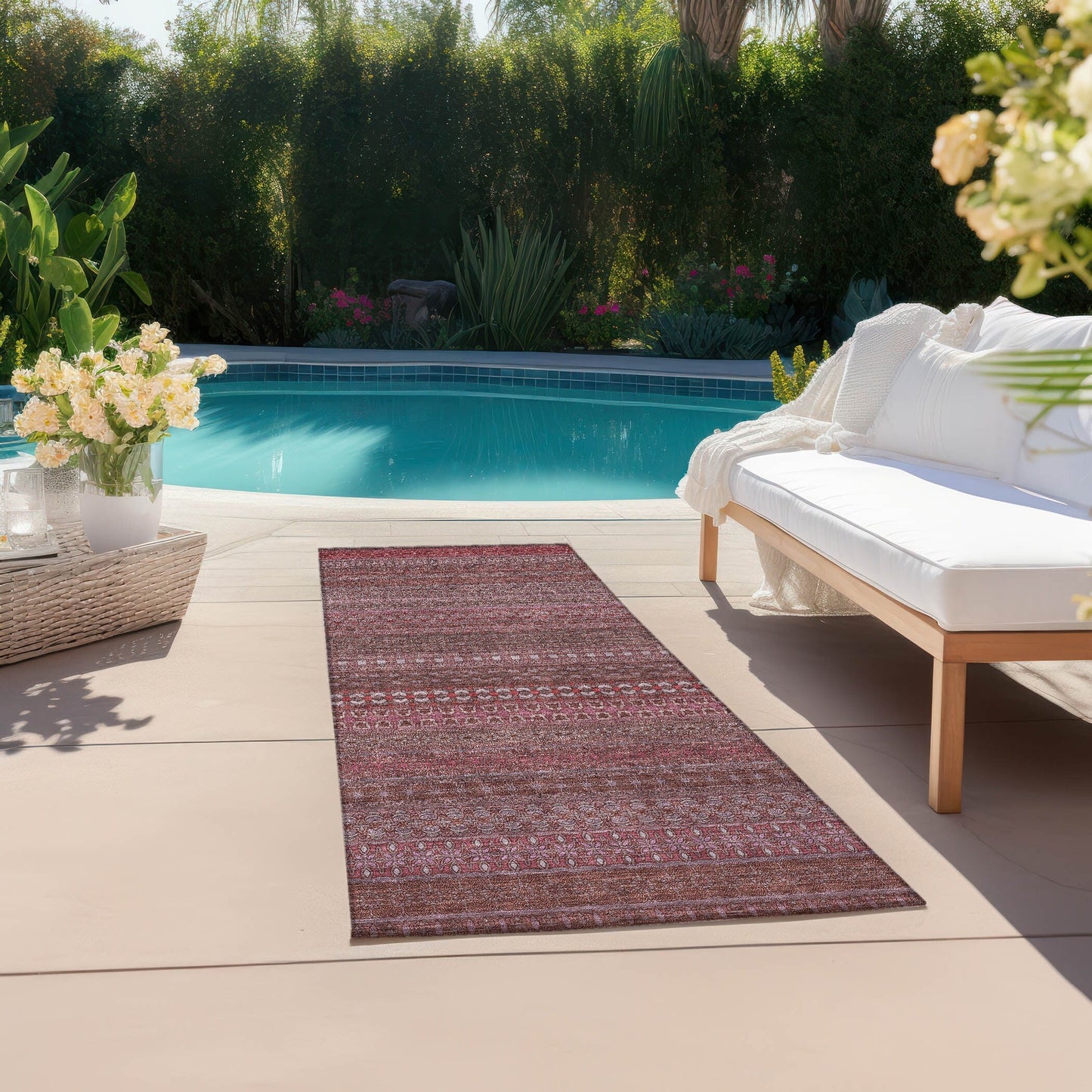 Tapis Chantille à rayures marocaines lavable en machine pour intérieur/extérieur