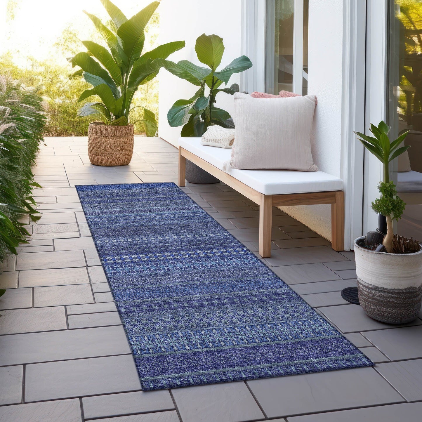 Tapis Chantille à rayures marocaines lavable en machine pour intérieur/extérieur