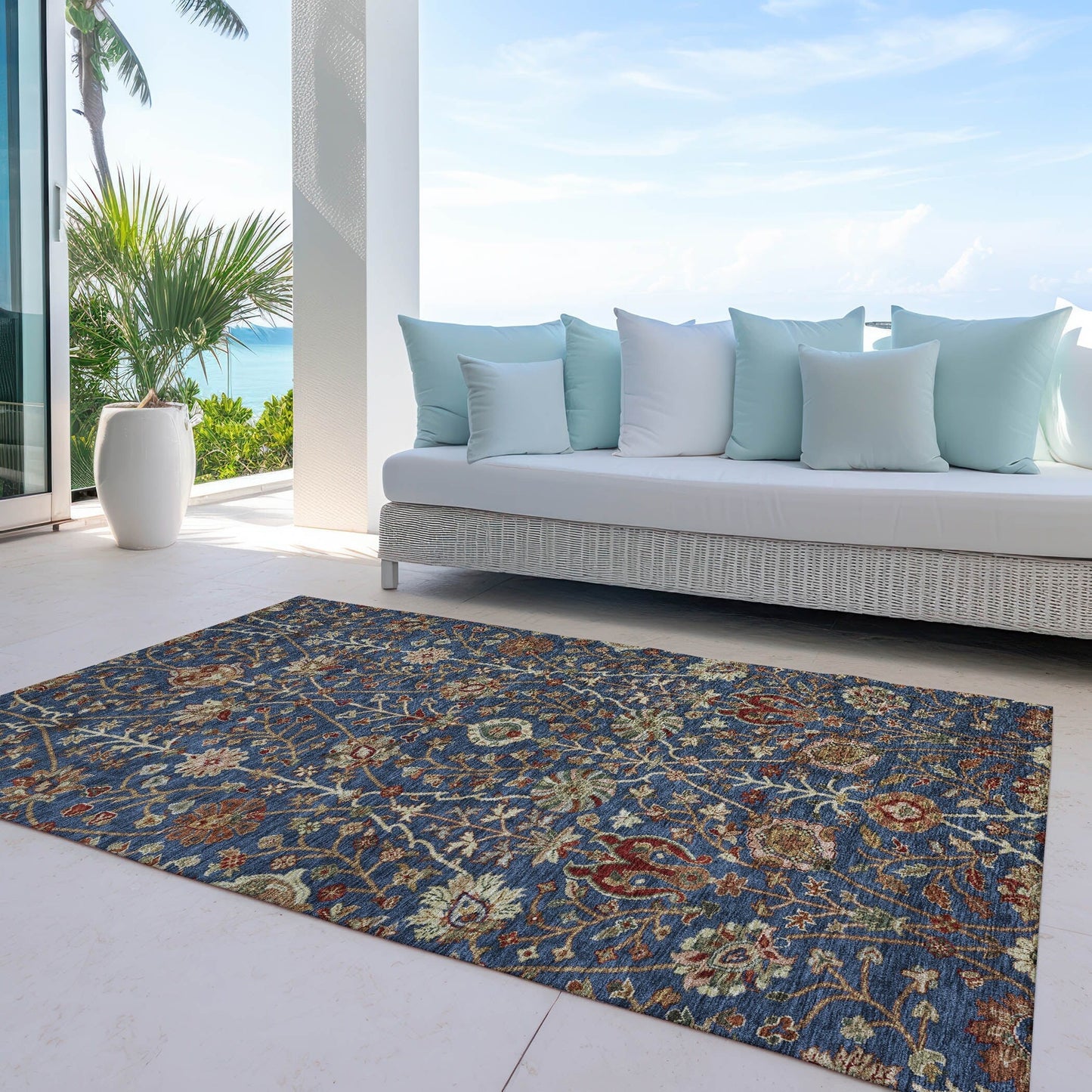Tapis traditionnel Kashan Chantille lavable en machine pour intérieur/extérieur