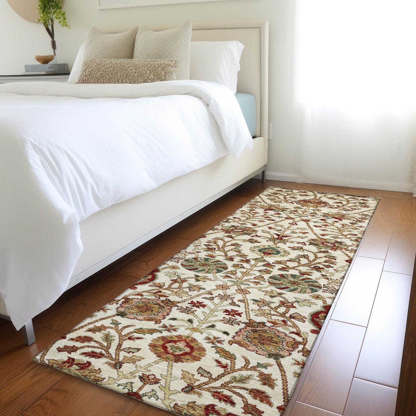 Tapis traditionnel Kashan Chantille lavable en machine pour intérieur/extérieur
