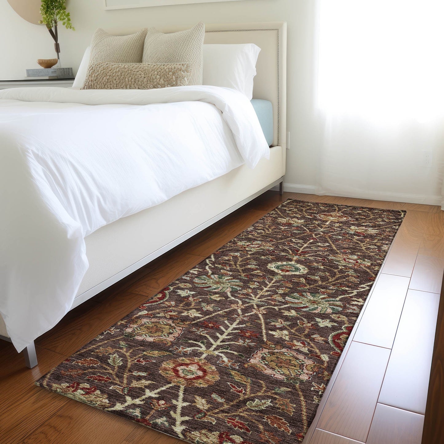 Tapis traditionnel Kashan Chantille lavable en machine pour intérieur/extérieur