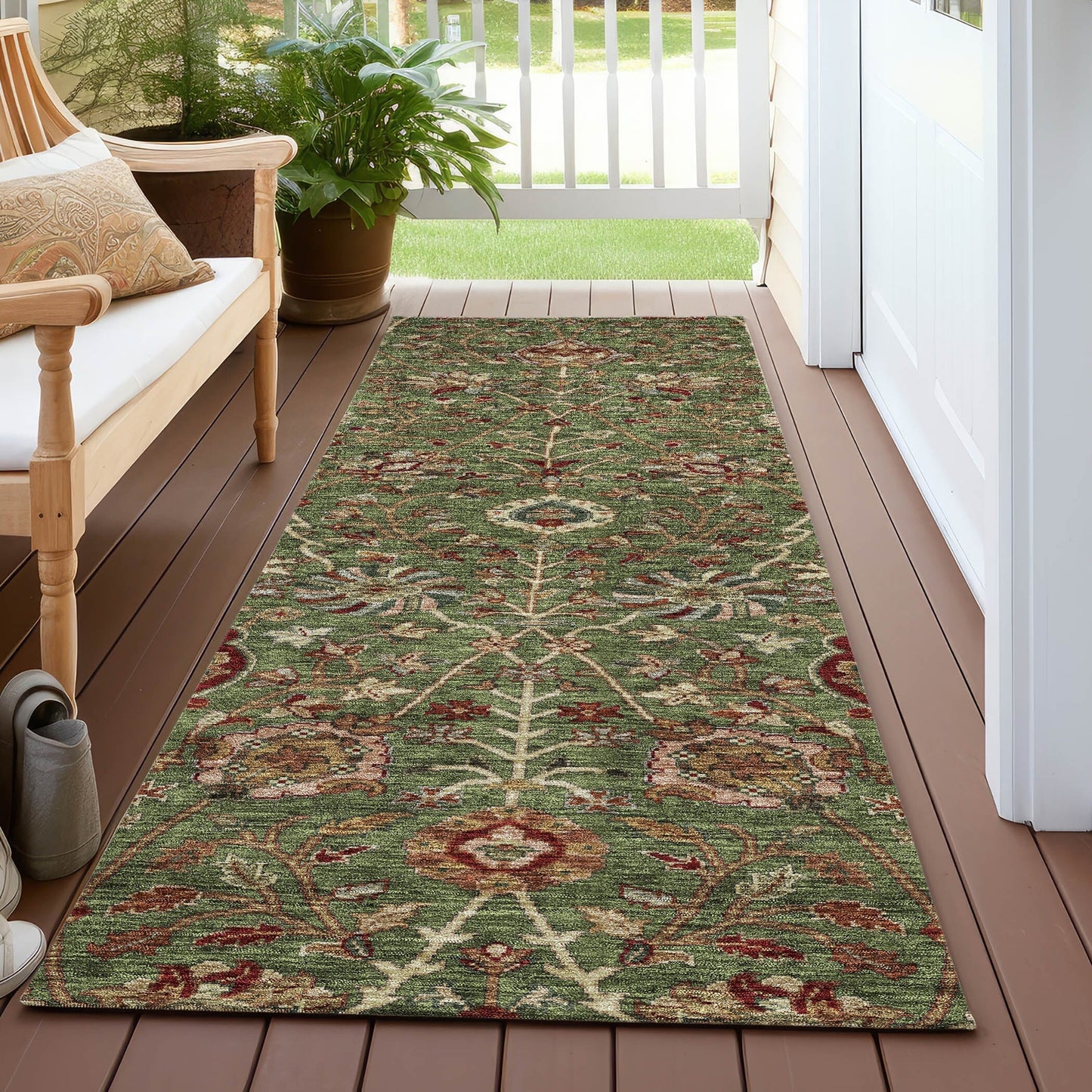 Tapis traditionnel Kashan Chantille lavable en machine pour intérieur/extérieur