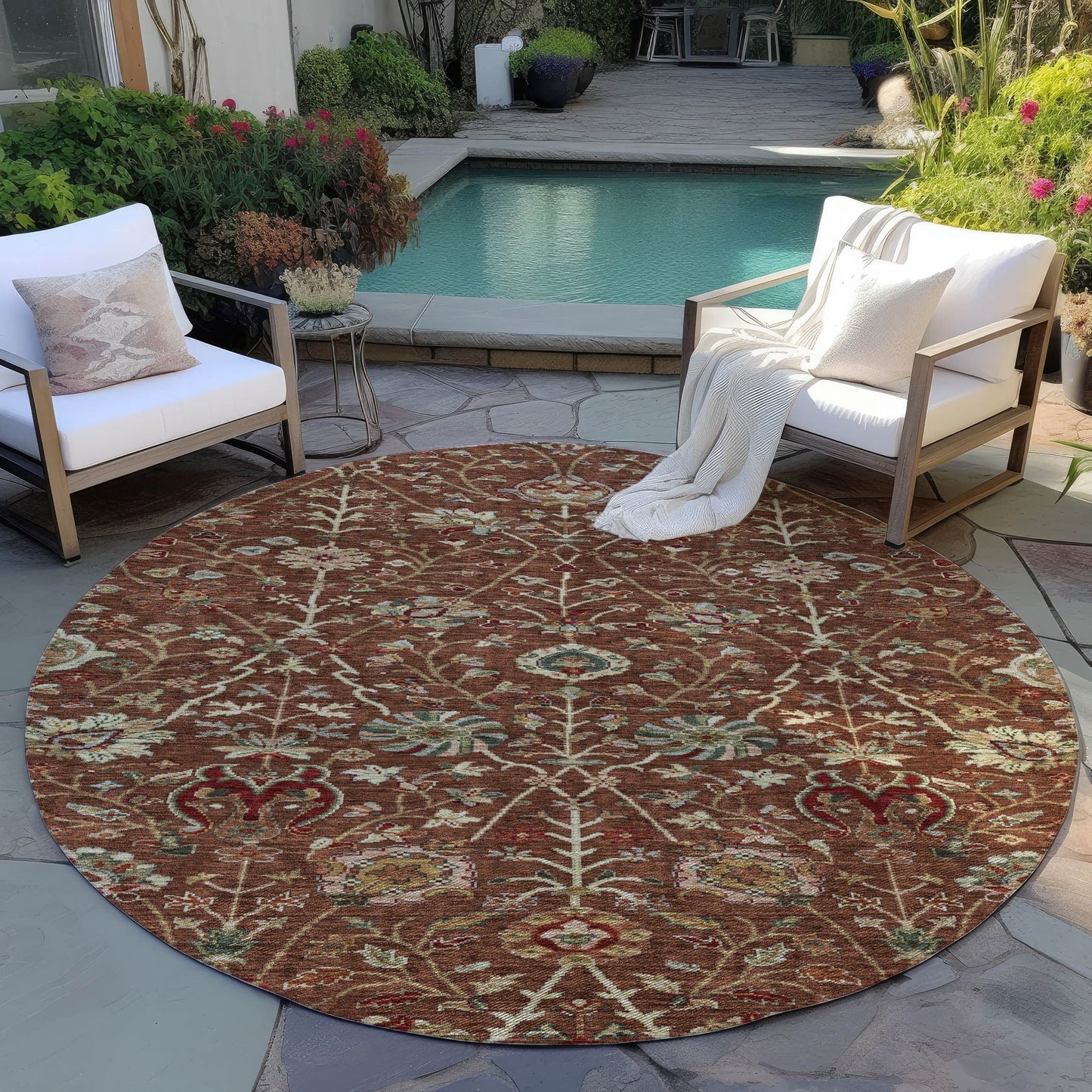 Tapis traditionnel Kashan Chantille lavable en machine pour intérieur/extérieur