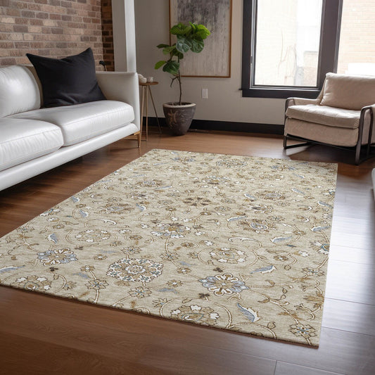 Tapis traditionnel Kashan Chantille lavable en machine pour intérieur/extérieur