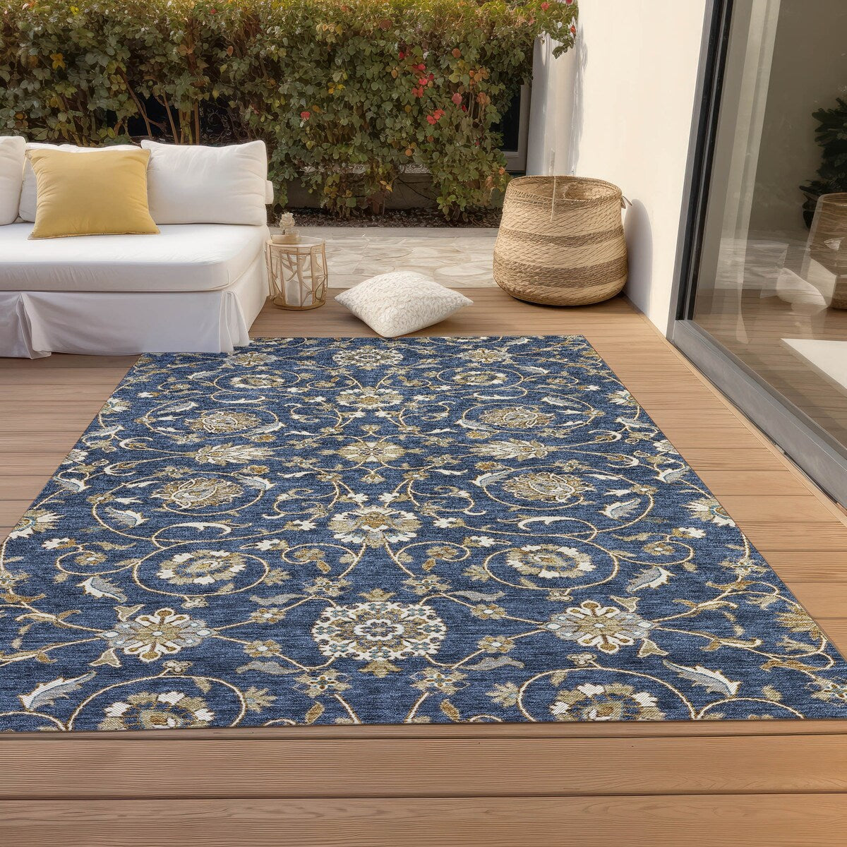 Tapis traditionnel Kashan Chantille lavable en machine pour intérieur/extérieur