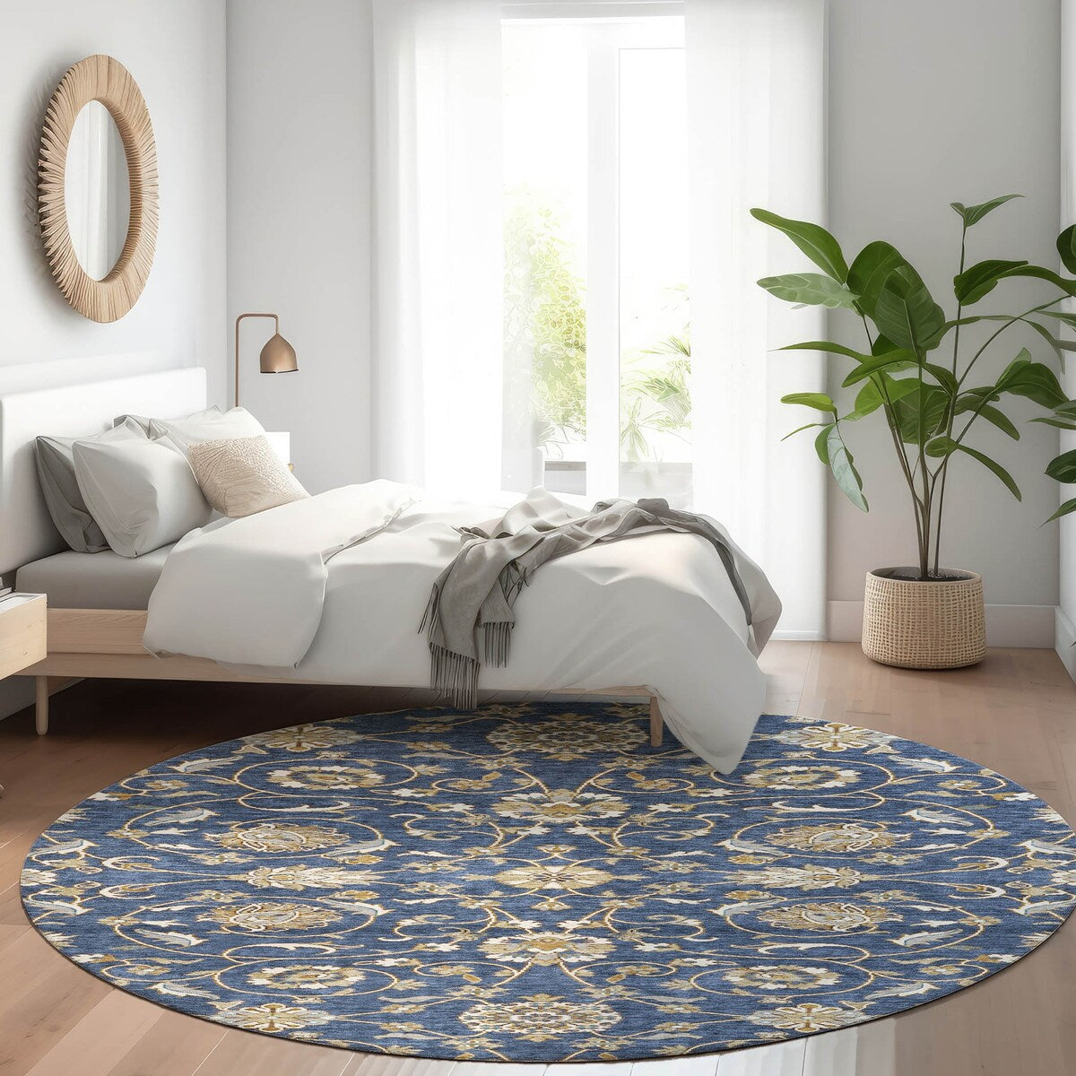 Tapis traditionnel Kashan Chantille lavable en machine pour intérieur/extérieur