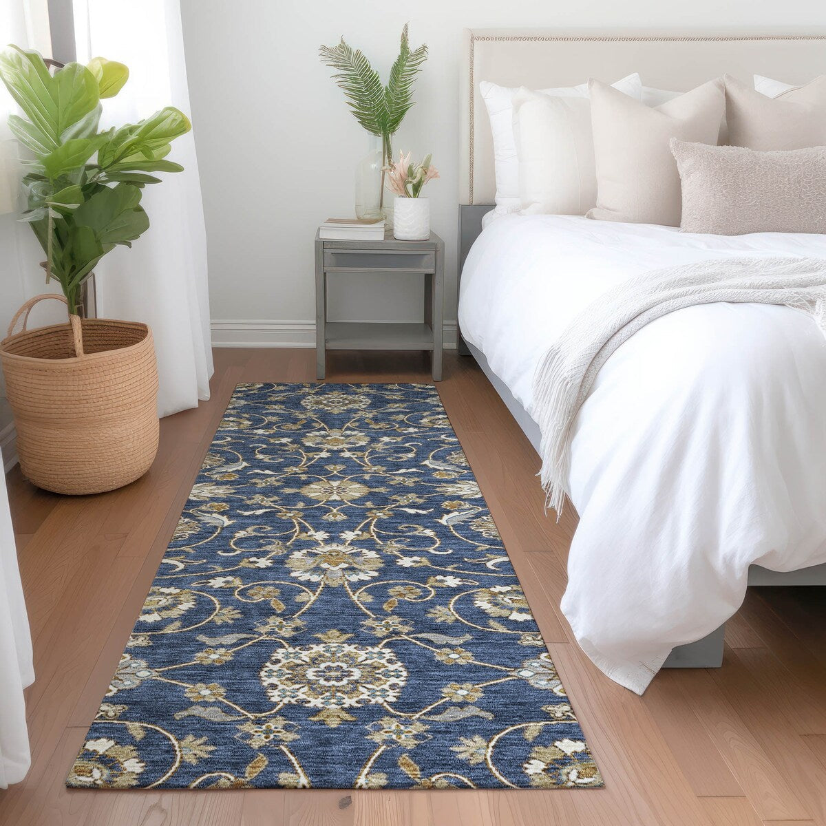 Tapis traditionnel Kashan Chantille lavable en machine pour intérieur/extérieur
