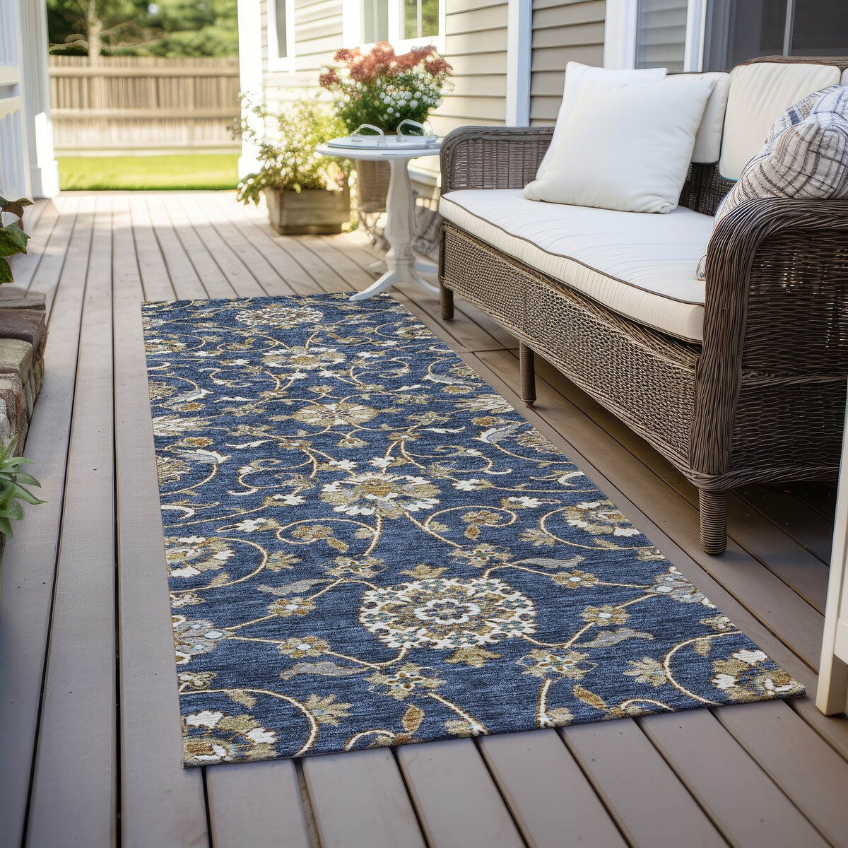 Tapis traditionnel Kashan Chantille lavable en machine pour intérieur/extérieur