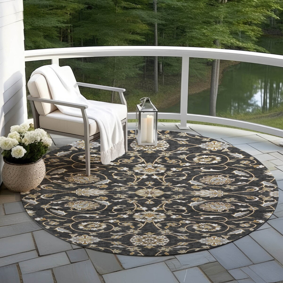 Tapis traditionnel Kashan Chantille lavable en machine pour intérieur/extérieur