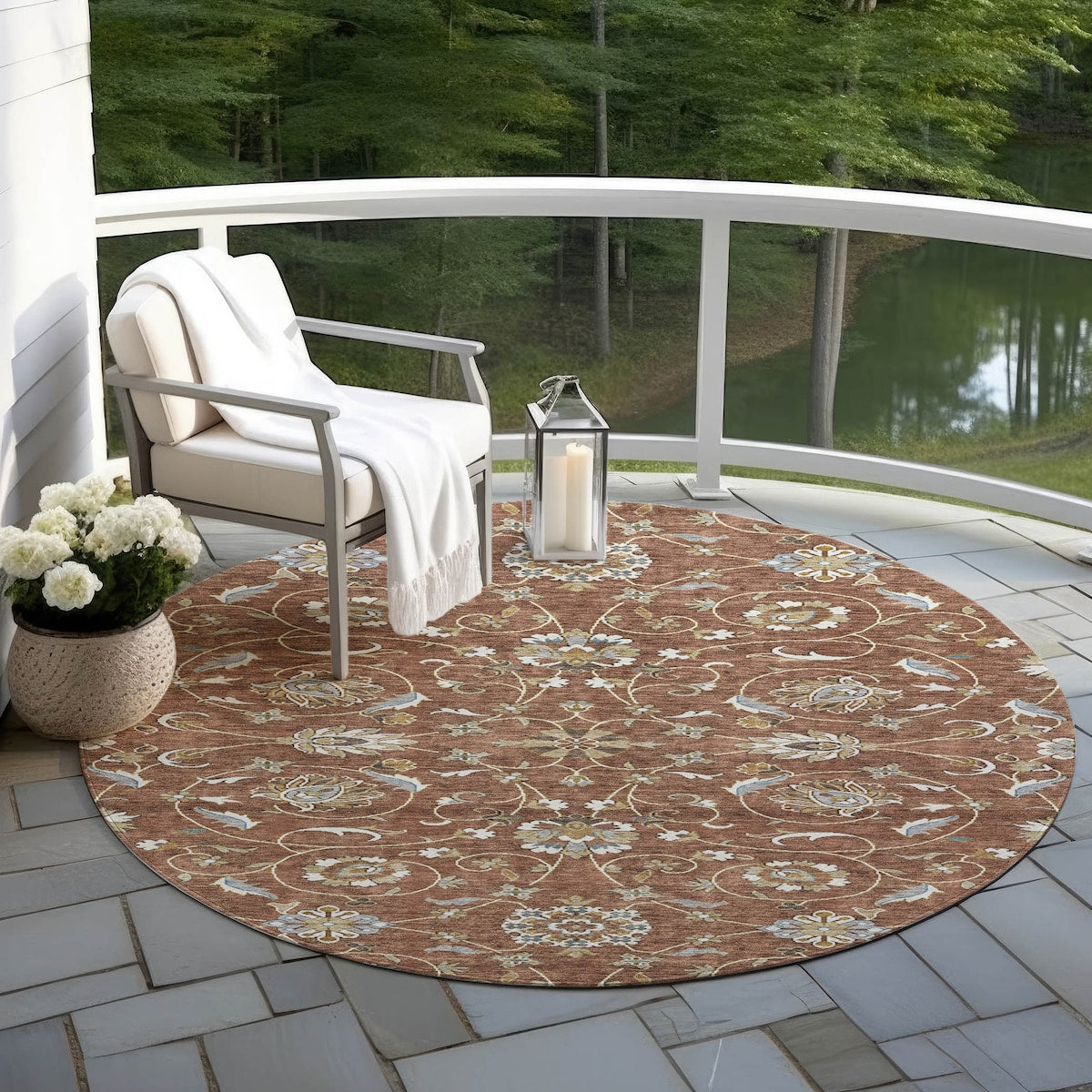 Tapis traditionnel Kashan Chantille lavable en machine pour intérieur/extérieur