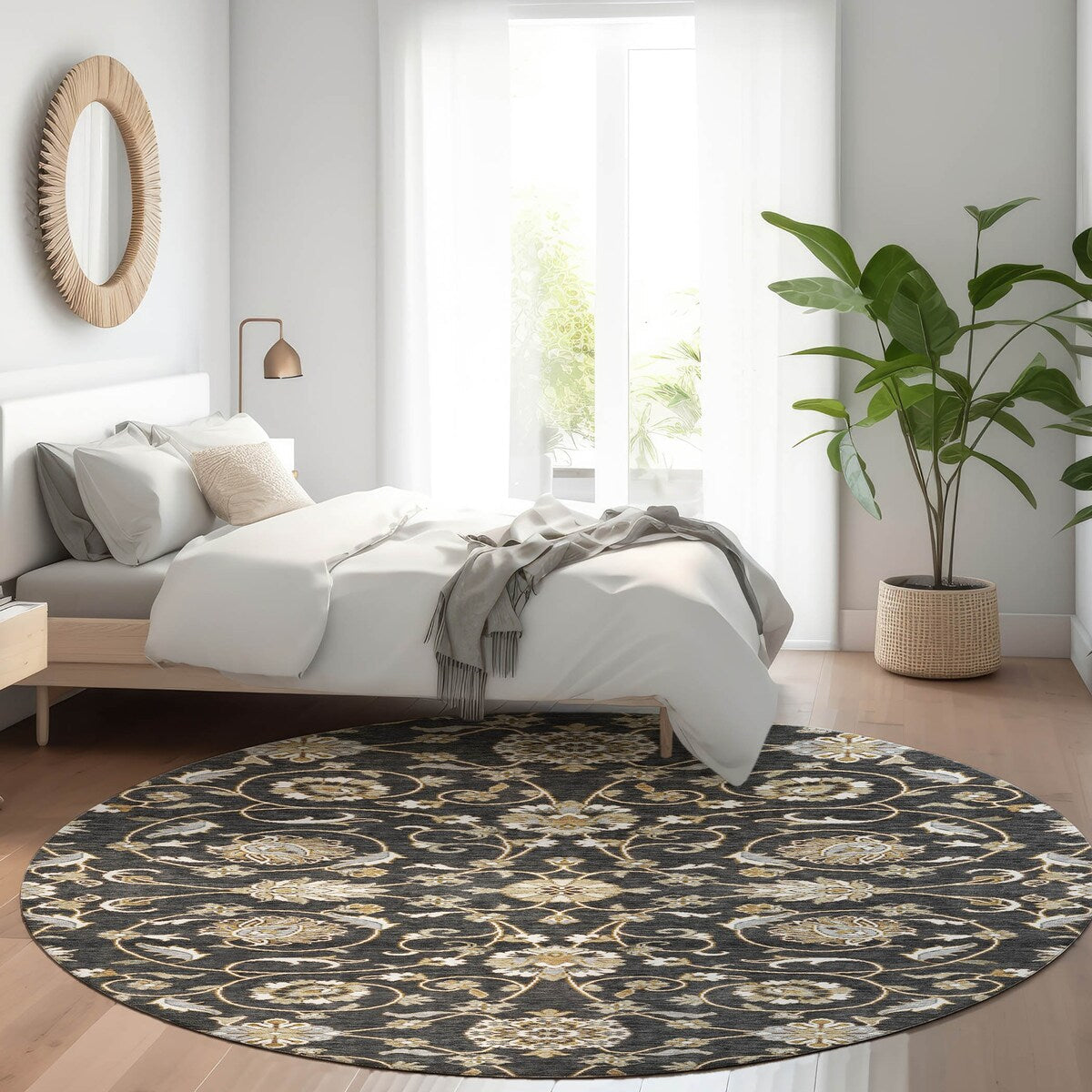 Tapis traditionnel Kashan Chantille lavable en machine pour intérieur/extérieur