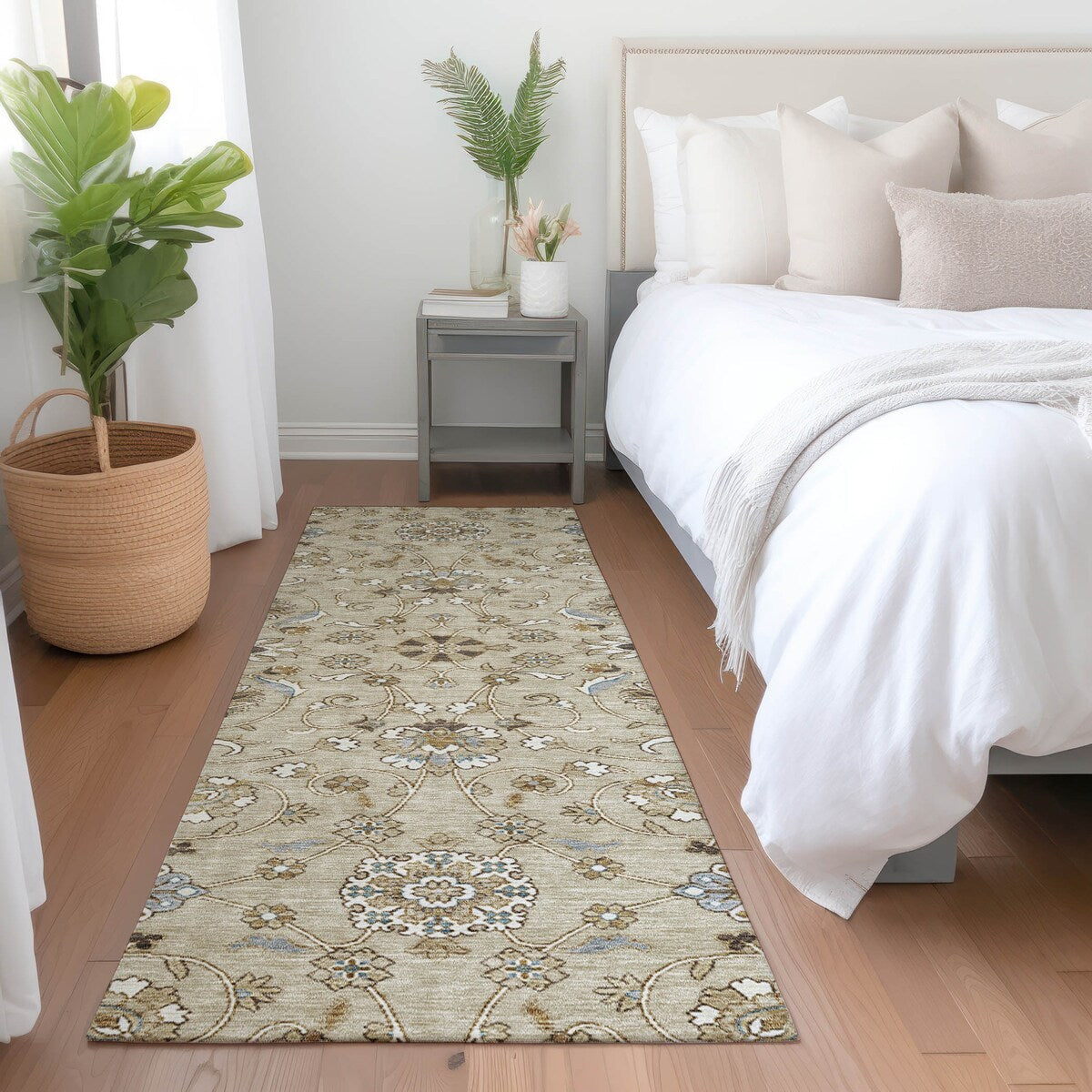Tapis traditionnel Kashan Chantille lavable en machine pour intérieur/extérieur
