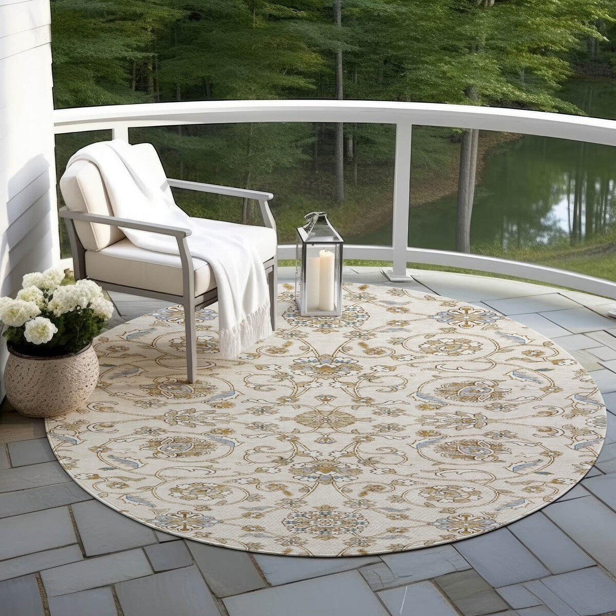 Tapis traditionnel Kashan Chantille lavable en machine pour intérieur/extérieur