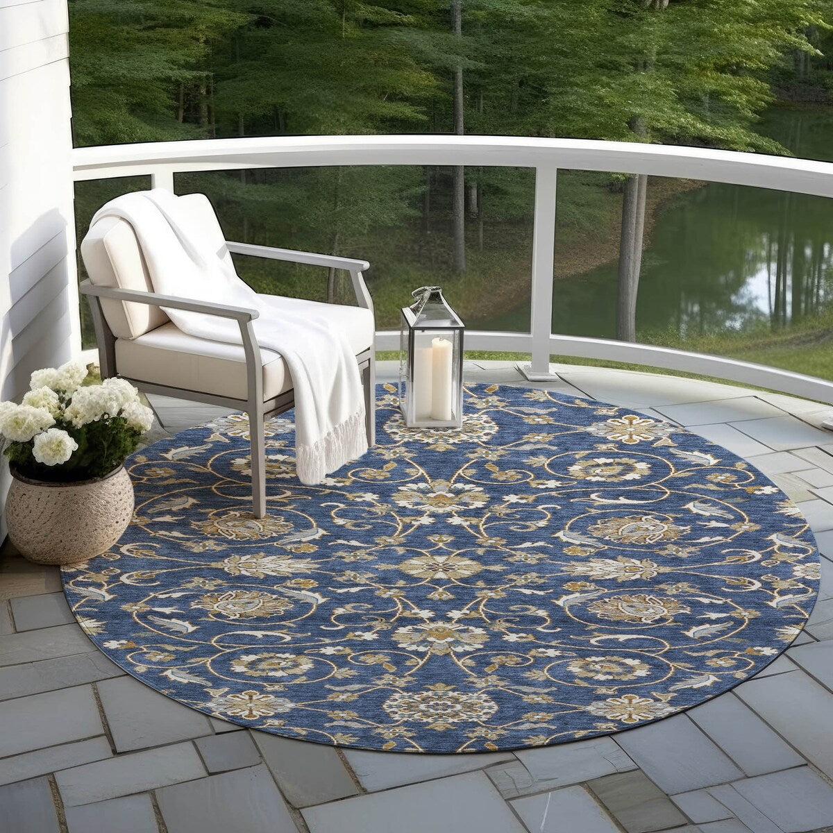 Tapis traditionnel Kashan Chantille lavable en machine pour intérieur/extérieur