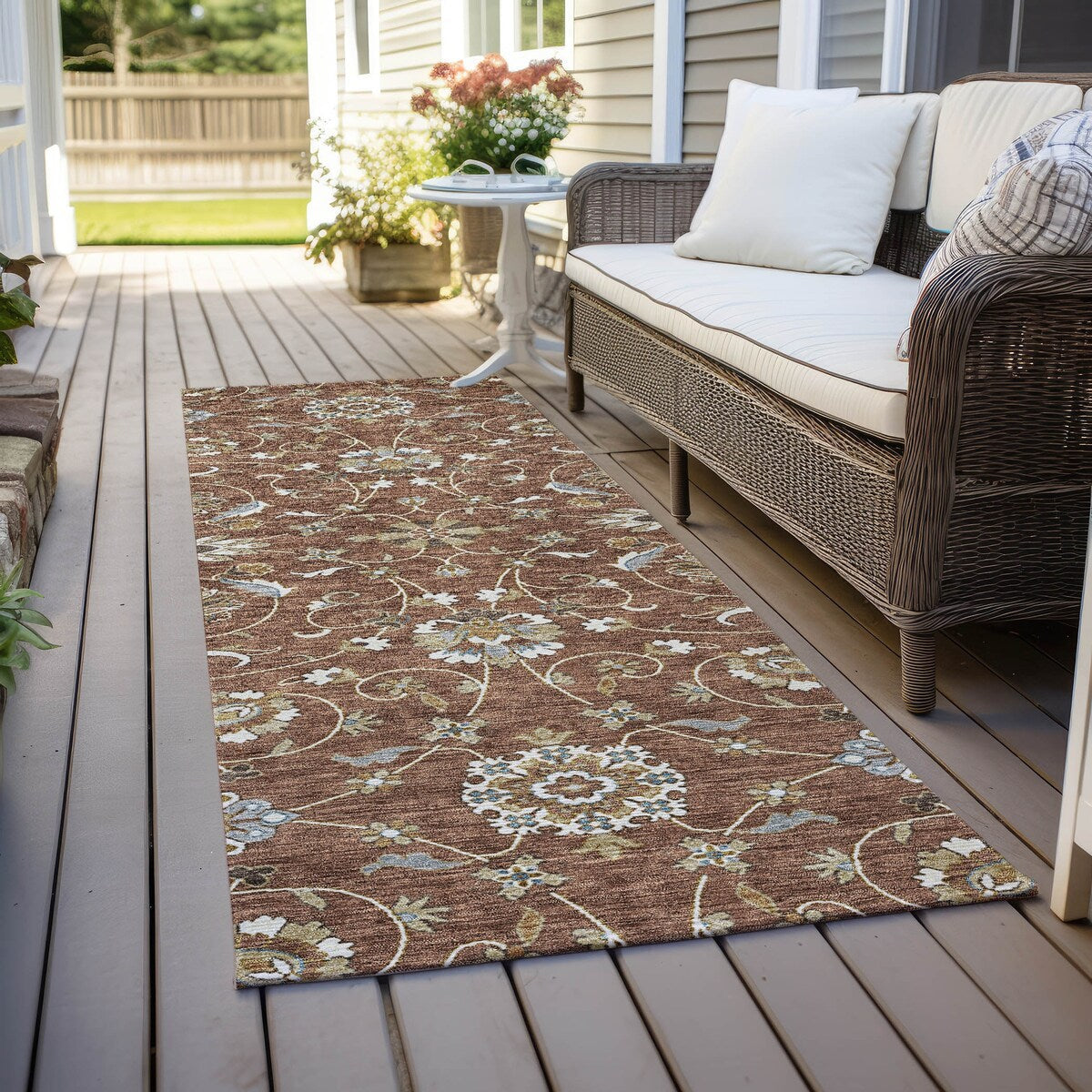 Tapis traditionnel Kashan Chantille lavable en machine pour intérieur/extérieur