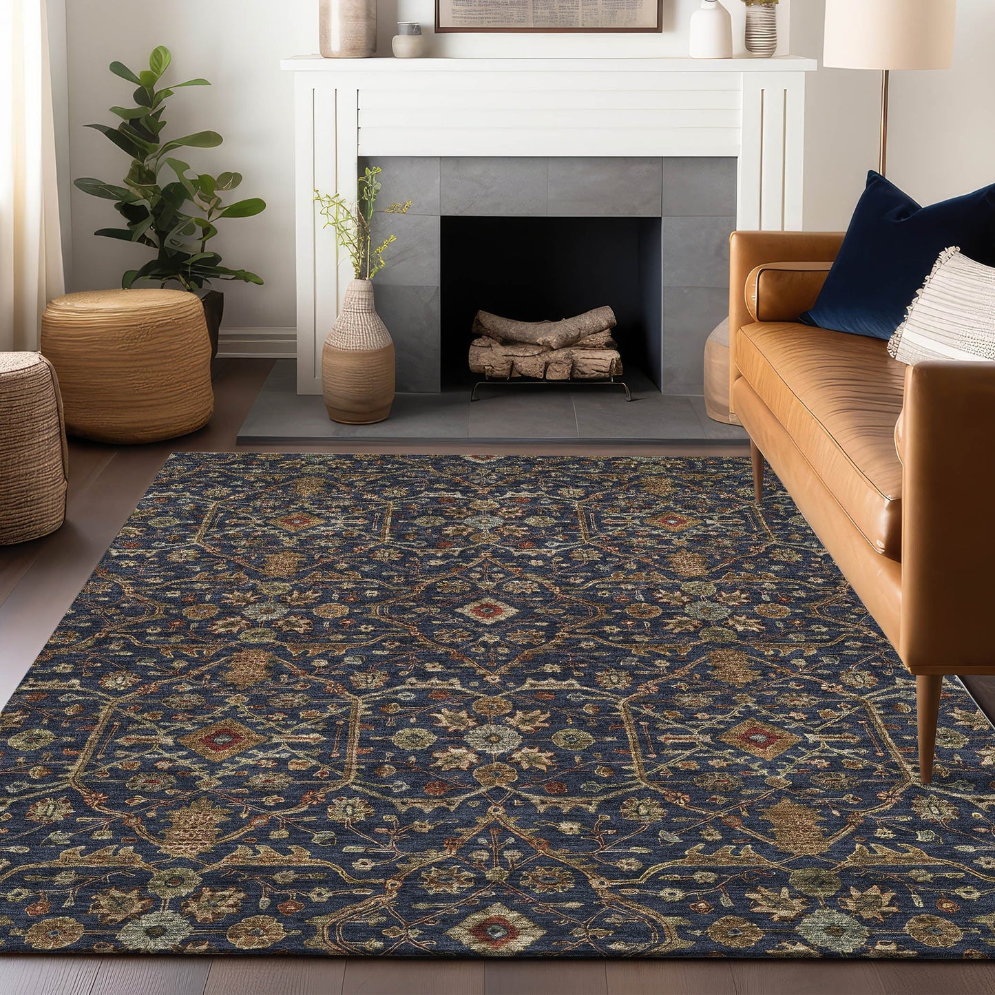 Tapis persan traditionnel Chantille lavable en machine pour intérieur/extérieur