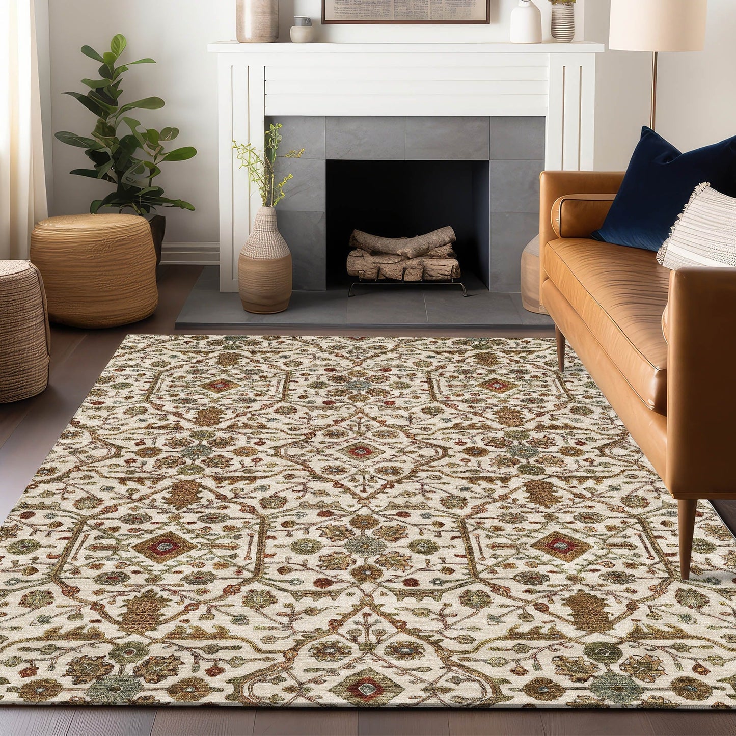 Tapis persan traditionnel Chantille lavable en machine pour intérieur/extérieur