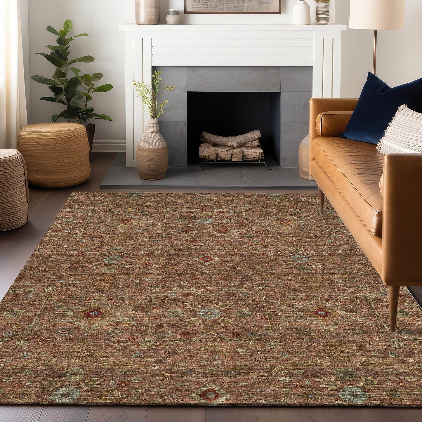 Tapis persan traditionnel Chantille lavable en machine pour intérieur/extérieur