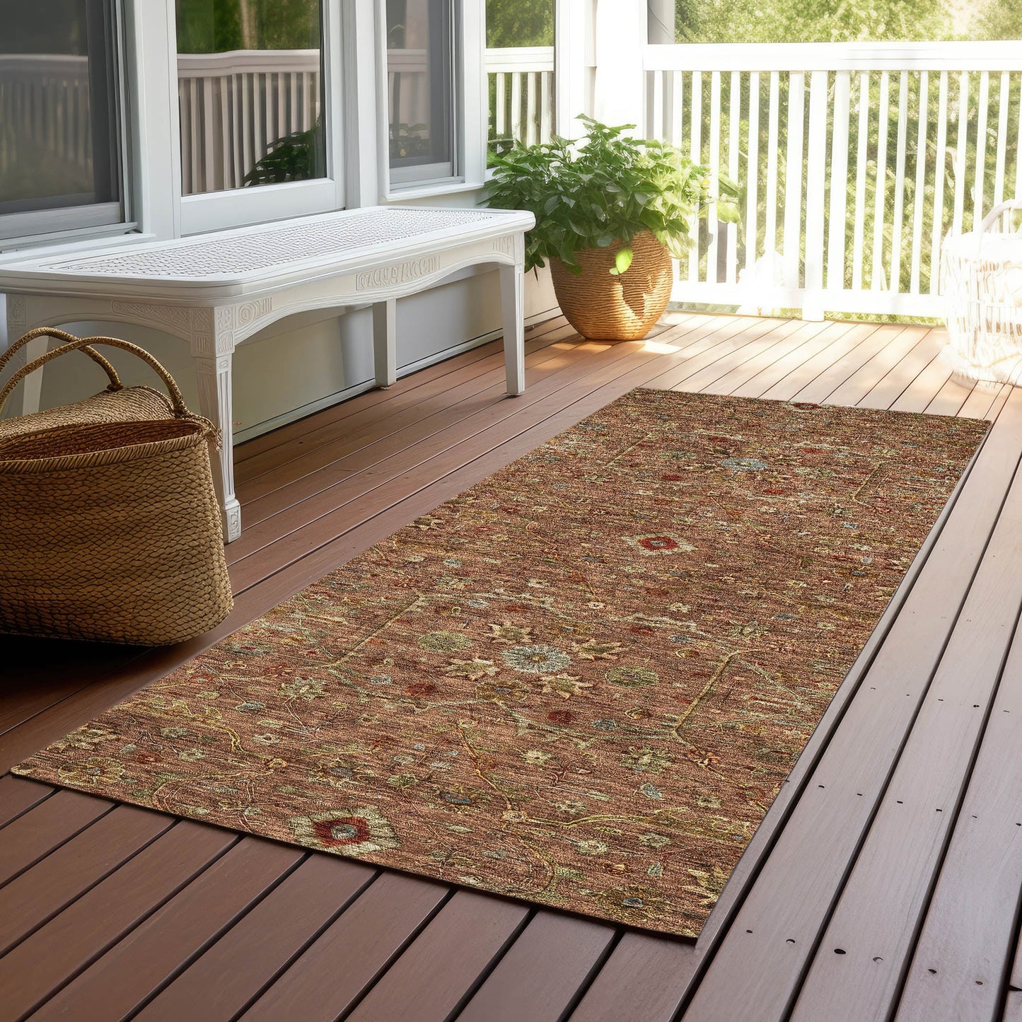 Tapis persan traditionnel Chantille lavable en machine pour intérieur/extérieur