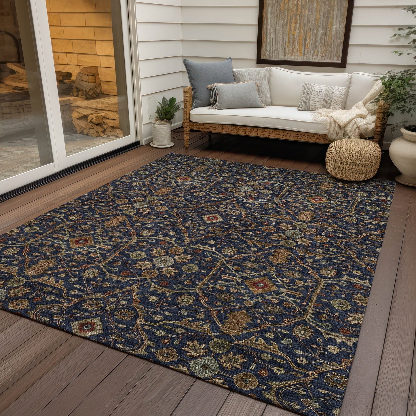 Tapis persan traditionnel Chantille lavable en machine pour intérieur/extérieur