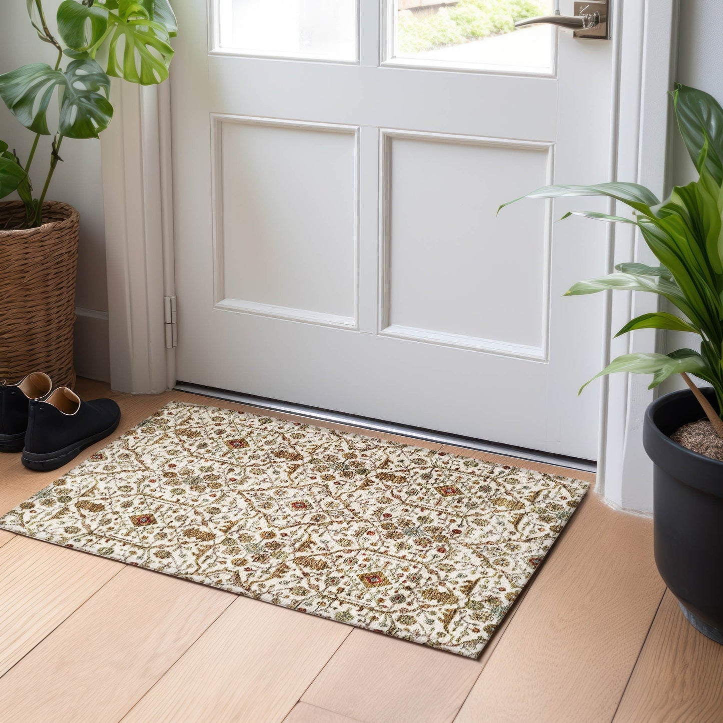 Tapis persan traditionnel Chantille lavable en machine pour intérieur/extérieur