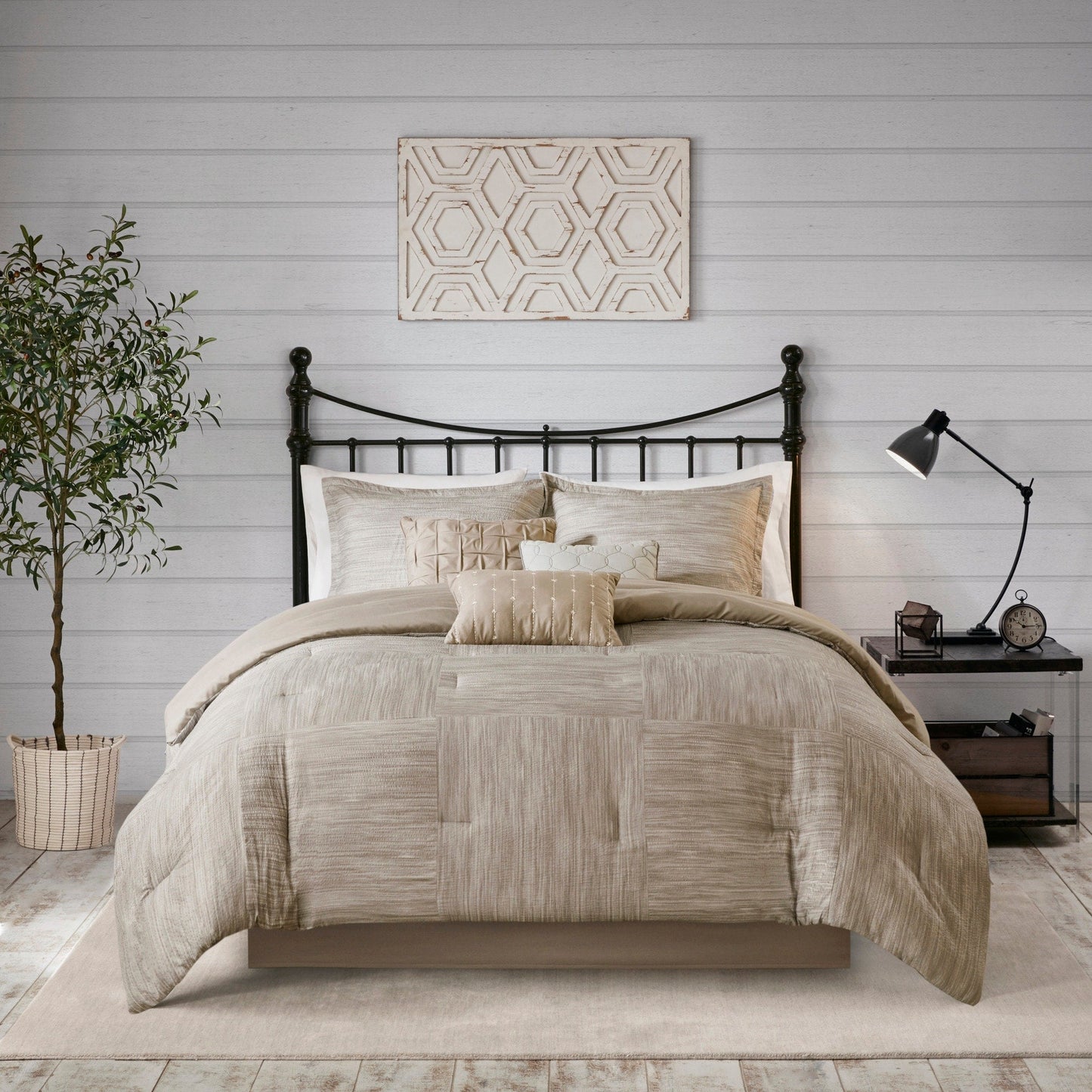 Ensemble de couette en seersucker imprimé Madison Park Clayton 7 pièces