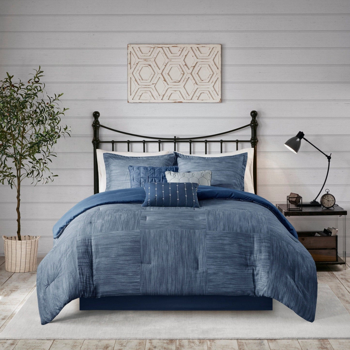 Ensemble de couette en seersucker imprimé Madison Park Clayton 7 pièces