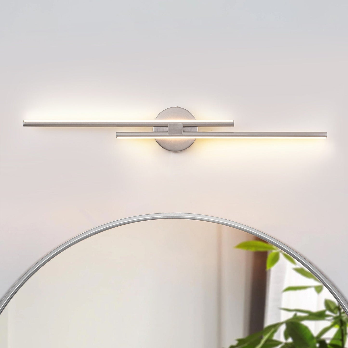 Applique murale linéaire minimaliste en métal à 2 lumières à LED et intensité variable