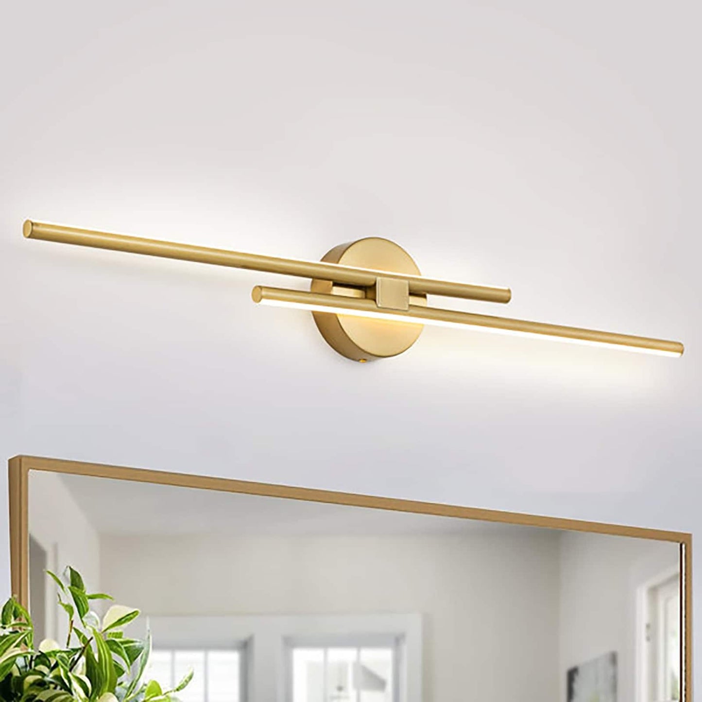 Applique murale linéaire minimaliste en métal à 2 lumières à LED et intensité variable
