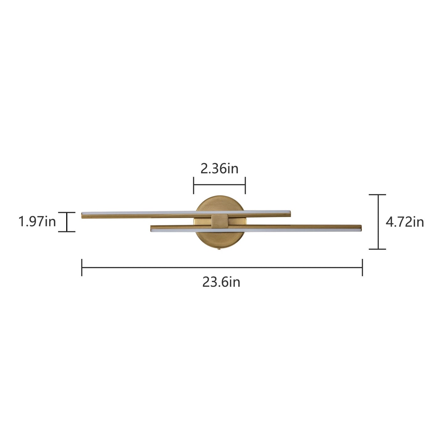 Applique murale linéaire minimaliste en métal à 2 lumières à LED et intensité variable