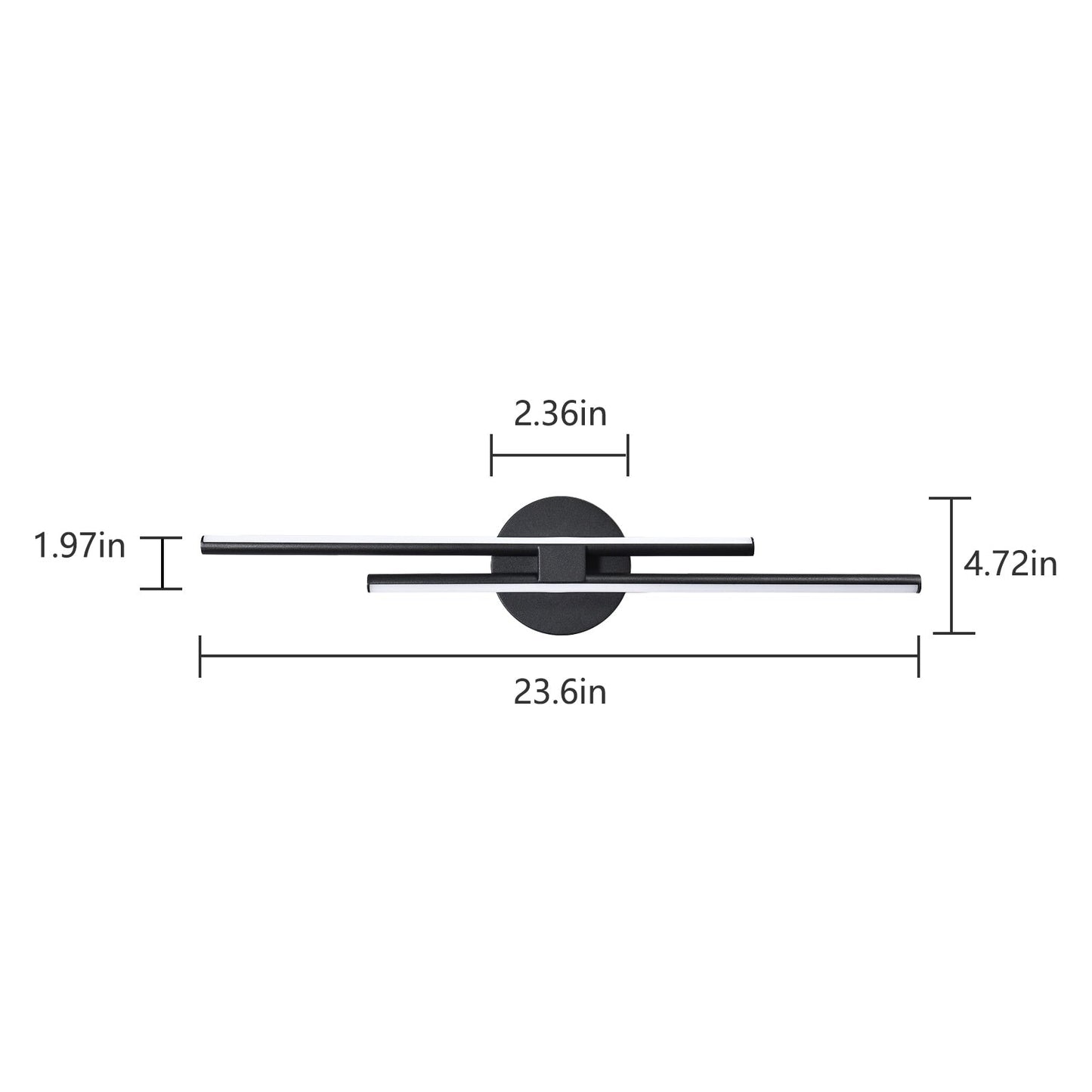 Applique murale linéaire minimaliste en métal à 2 lumières à LED et intensité variable