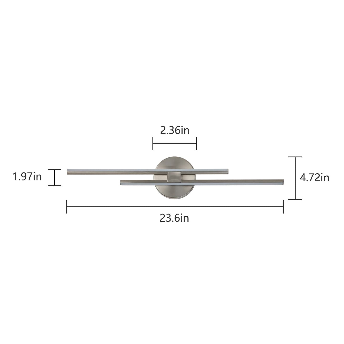 Applique murale linéaire minimaliste en métal à 2 lumières à LED et intensité variable