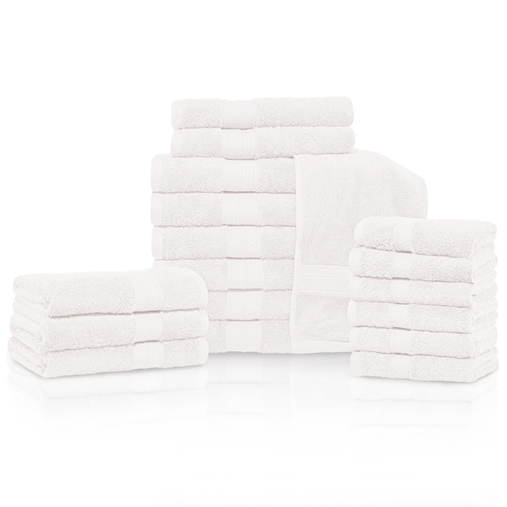 Ensemble de 18 serviettes de bain en rayonne de bambou et coton de qualité supérieure (6 serviettes de bain, 6 serviettes à main, 6 serviettes pour le visage)
