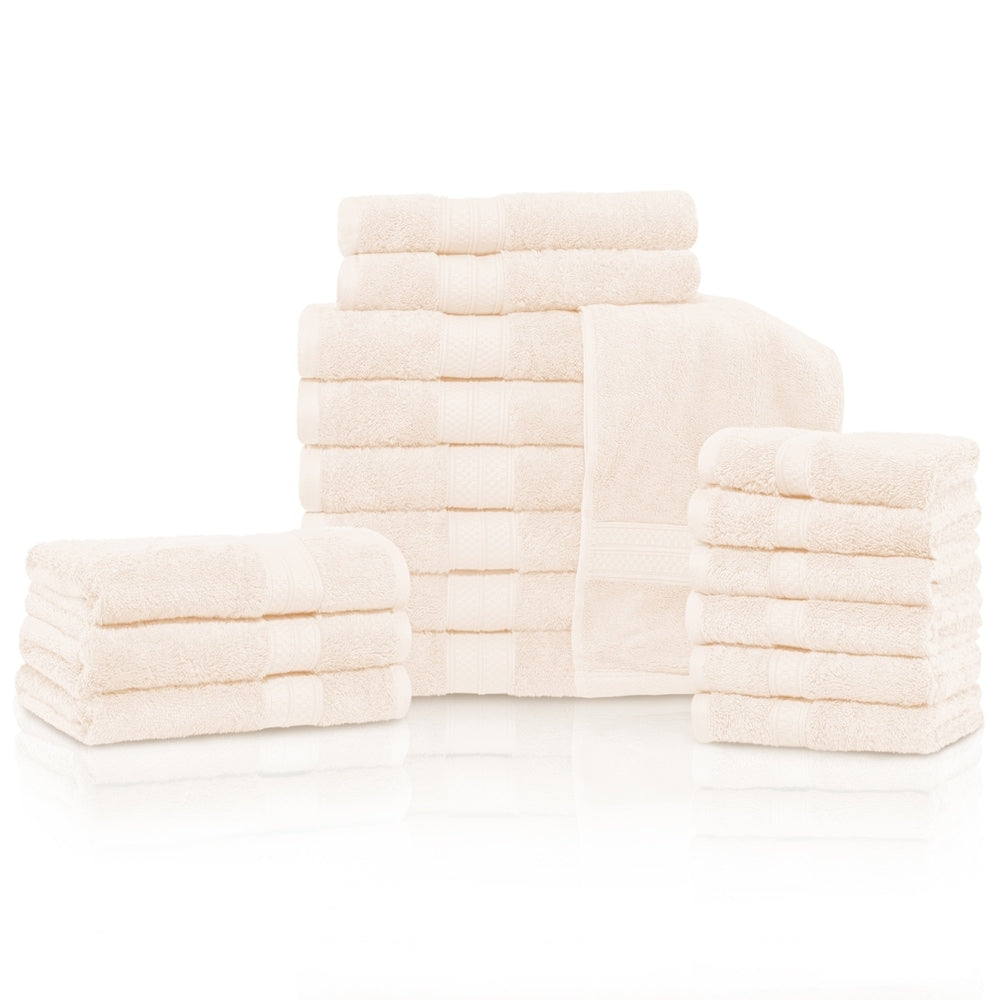 Ensemble de 18 serviettes de bain en rayonne de bambou et coton de qualité supérieure (6 serviettes de bain, 6 serviettes à main, 6 serviettes pour le visage)