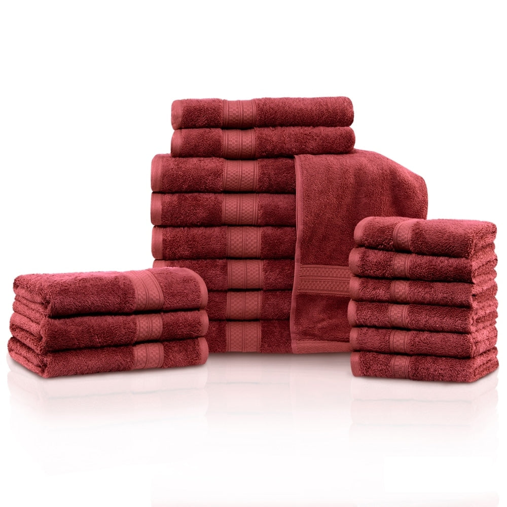 Ensemble de 18 serviettes de bain en rayonne de bambou et coton de qualité supérieure (6 serviettes de bain, 6 serviettes à main, 6 serviettes pour le visage)