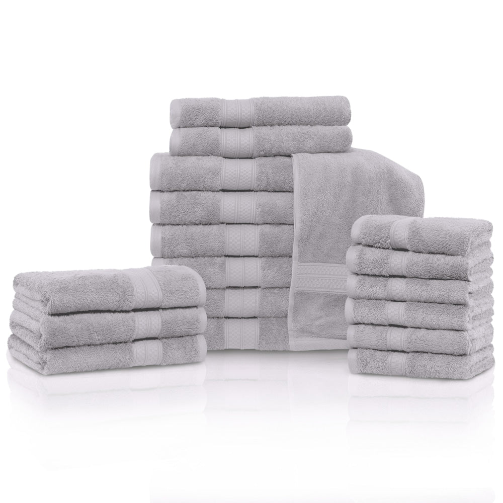 Ensemble de 18 serviettes de bain en rayonne de bambou et coton de qualité supérieure (6 serviettes de bain, 6 serviettes à main, 6 serviettes pour le visage)