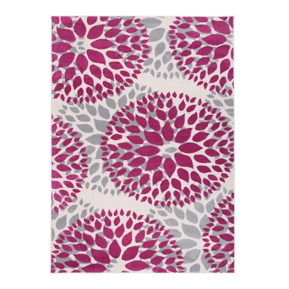 Tapis moderne à motifs floraux circulaires de la World Rug Gallery