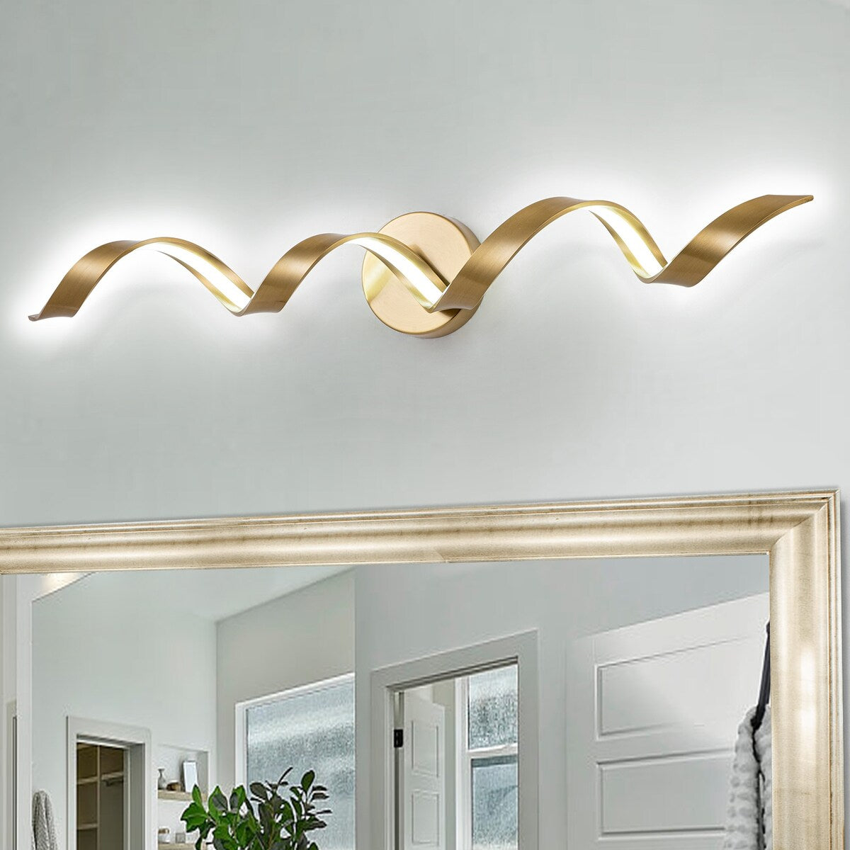 Applique murale à LED pour salle de bain au design moderne en spirale, à intensité variable